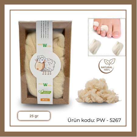 PODWOOL AYAK BAKIMINA UYGUN %100 DOĞAL YÜN 25 GR
