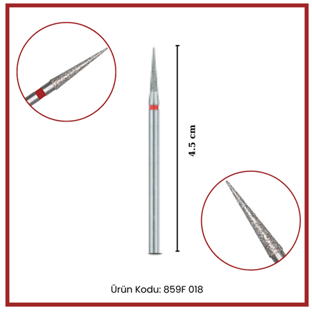 MEİSİNGER ELMAS FREZE - İĞNE UÇ - KIRMIZI ŞERİT -  859F 018