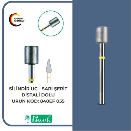 BUSCH ELMAS SİLİNDİR FREZE UÇ - SARI ŞERİT - 840EF 055